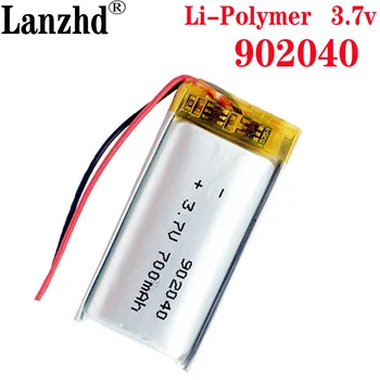 100vnt/ daug), 3,7 v ličio polimerų baterija 902040 720mAh lipo baterijos storis 9mm su pcb ir laidų MP3 mp4 mp5 baterija