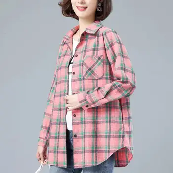 Derliaus Pledas Marškiniai Moterims Rudenį Ilgomis Rankovėmis Negabaritinių Mygtuką Iki Marškinėliai Korėjos Mados Atsitiktinis Kritimas Outwear Viršūnes Naujienos 2022 W3