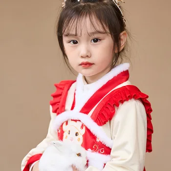 Mergina naujieji Metai Suknelė Tradicinės Kinų Senovės Stiliaus Hanfu Žiemos Stilius Vaikų Suknelė Mergina Hanfu Sijonas Kūdikio Tango Viršų