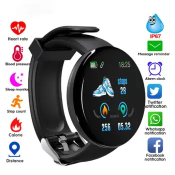 Naujas D18S Smart Watch Vyrų, Moterų Kraujo Spaudimas Smartwatch Sport Tracker Fitneso Apyrankę Pedometer 