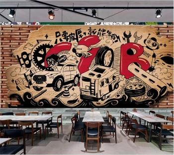 papel de parede Užsakymą tapetai 3D freskomis nostalgišką retro gatvės grafiti maitinimo baro fono sienos dokumentų namų dekoro freskos