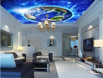 Pasirinktinius nuotraukų 3d tapetai, lubų freskos Hd blue visatos, žemės kambarį namų dekoro 3d sienų freskomis tapetai sienos 3d