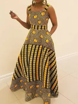 skraiste africaine femme,Vasaros rankovių aikštėje apykaklės printed-line šalies maxi suknelė,afrikos suknelės moterims