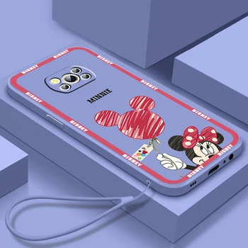 Skystis Virvę Funda Telefoną Atveju Xiaomi Mi Poco X4 X3 C40 C3 M4 M3 F4 F3 GT Pro NFC 5G Mickey Minnie Mouse Meno Mielas Minkštas Viršelis